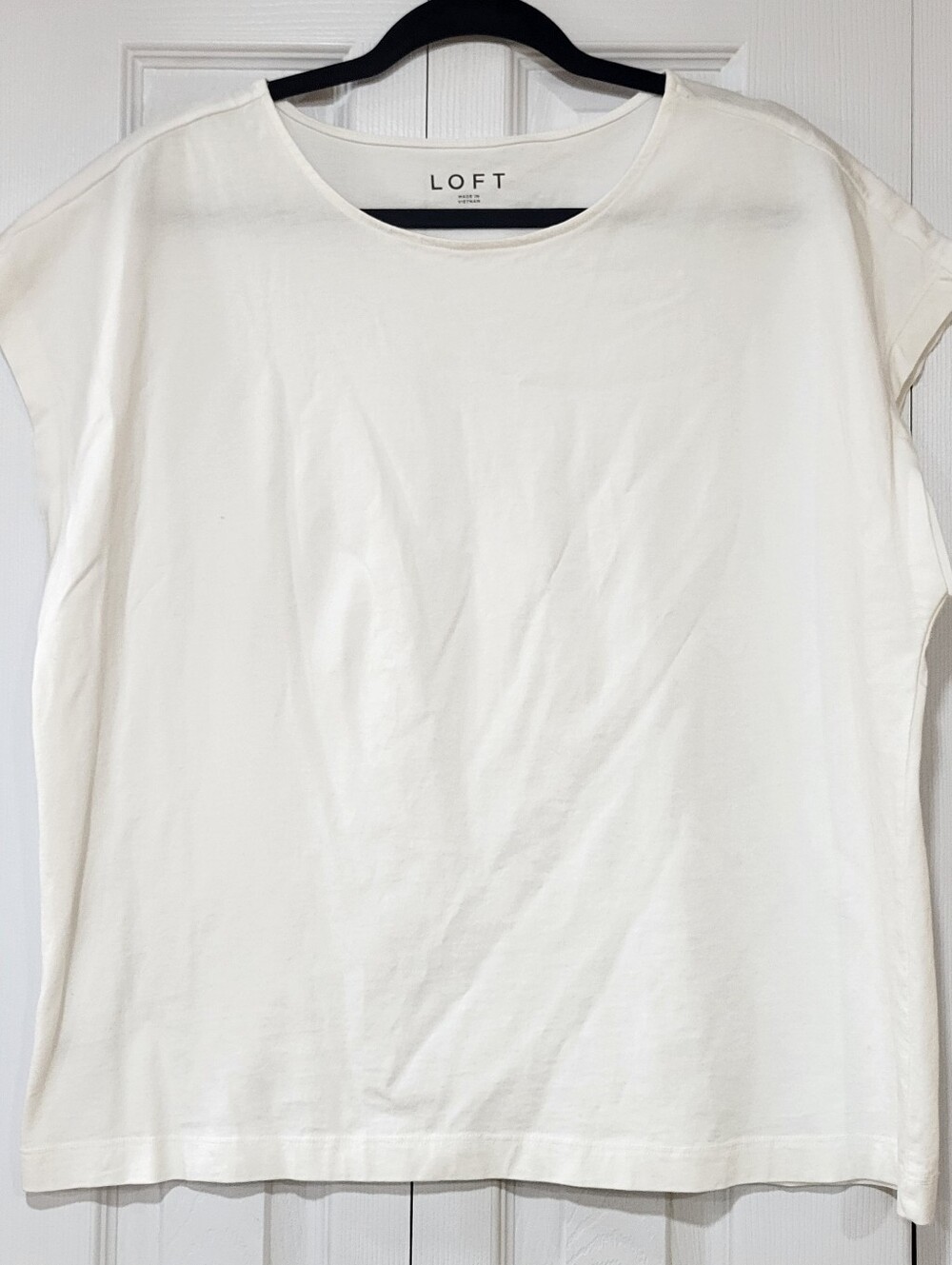 LOFT Sixe XXL White Cap Sleeve Boxy Crewneck Tee Shirt Top Cotton Basic Staple